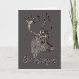 Op Slayer Reindeer Kerstmis Kaart