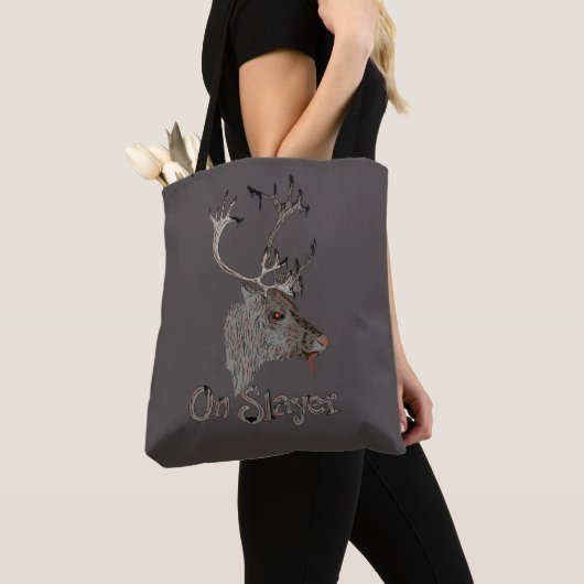 Op Slayer Reindeer Kerstmis Tote Bag (Dichtbij)