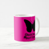 Op Social Hashtag Butterfly [Bold Pink remix] Koffiemok (Voorkant rechts)