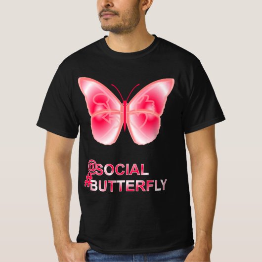 Op sociale hashtag Butterfly T-shirt (Voorkant)