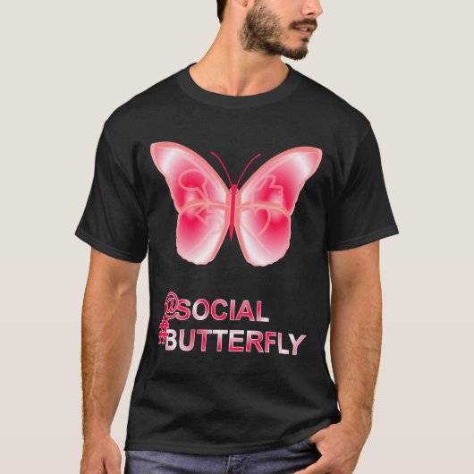 Op sociale hashtag Butterfly T-shirt (Voorkant)