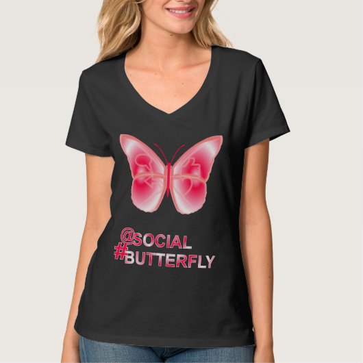 Op sociale hashtag Butterfly T-shirt (Voorkant)