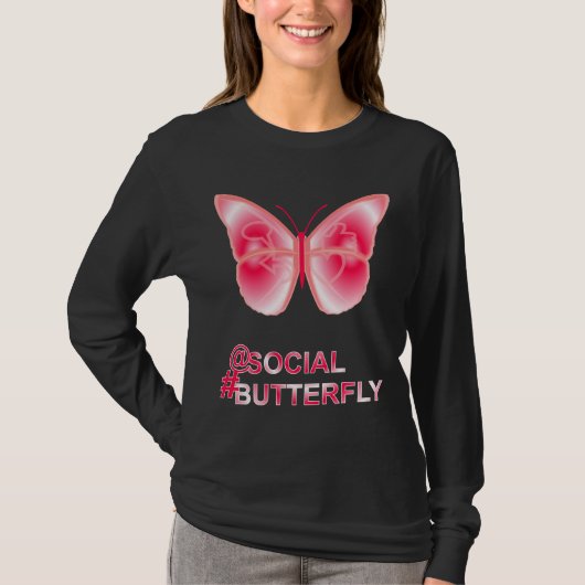 Op sociale hashtag Butterfly T-shirt (Voorkant)