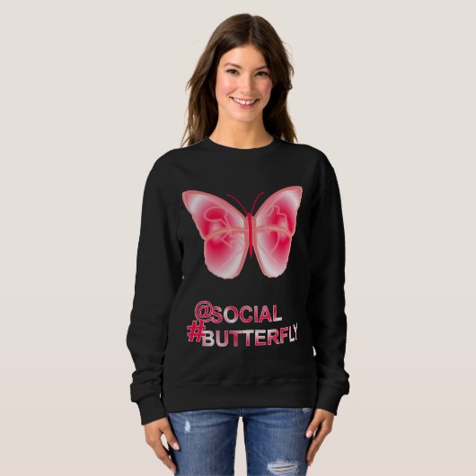 Op sociale hashtag Butterfly Trui (Voorkant volledig)