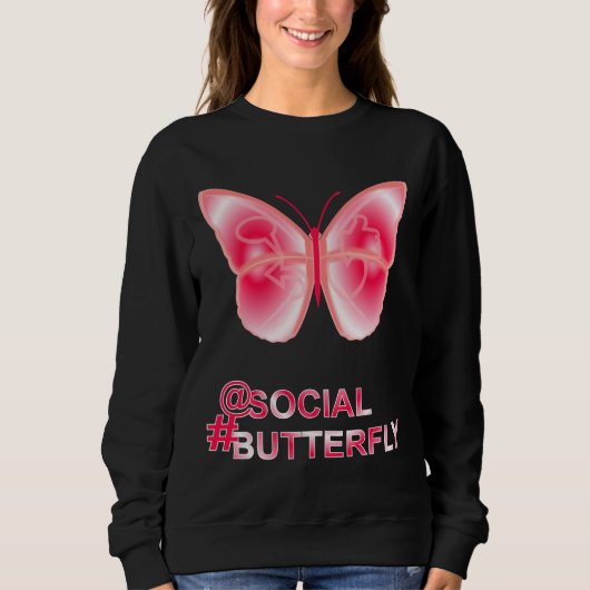 Op sociale hashtag Butterfly Trui (Voorkant)