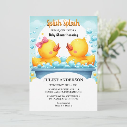 Op Speelgoed Pool Foam Bash Twin Rubber Duck Baby  Kaart (Staand voorkant)