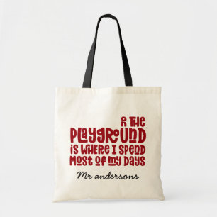 Op speelplein typografie, een modern cadeau voor d tote bag