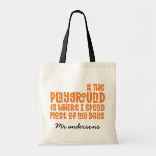 Op speelplein typografie, een modern cadeau voor d tote bag