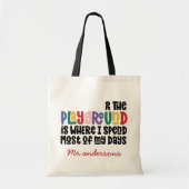 Op speelplein typografie, een modern cadeau voor d tote bag (Voorkant)