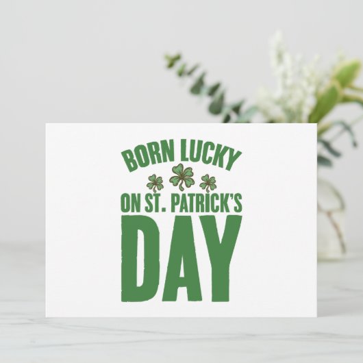 Op St. Patrick's Day Iers Verjaardag Geboren Geluk Feestdagenkaart (Staand voorkant)