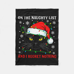 Op stoute lijst en niets berouwen Kerstmis Kat K Fleece Deken