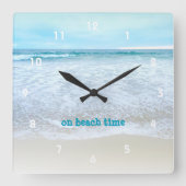 Op strand Time California Ocean Waves Foto Modern Vierkante Klok (Voorkant)