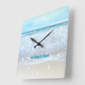 Op strand Time California Ocean Waves Foto Modern Vierkante Klok (Hoek)