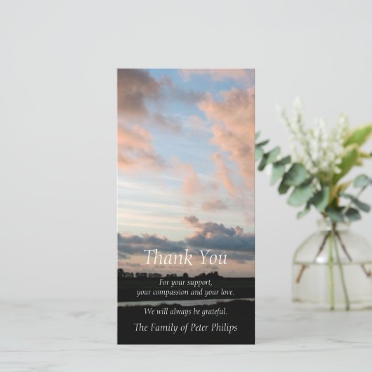 Op Sunset Peaceful Sky 3 Sympathie Hartelijk dank Bedankkaart (Staand voorkant)