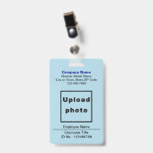 Op tekst gebaseerd Met foto van werknemer Lichtbla Badge (Voorzijde met clip)