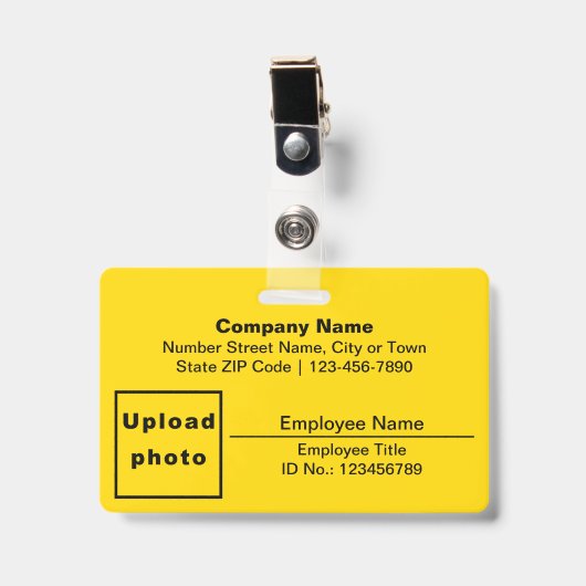 Op tekst gebaseerd Met foto van werknemer Rechthoe Badge (Voorzijde met clip)