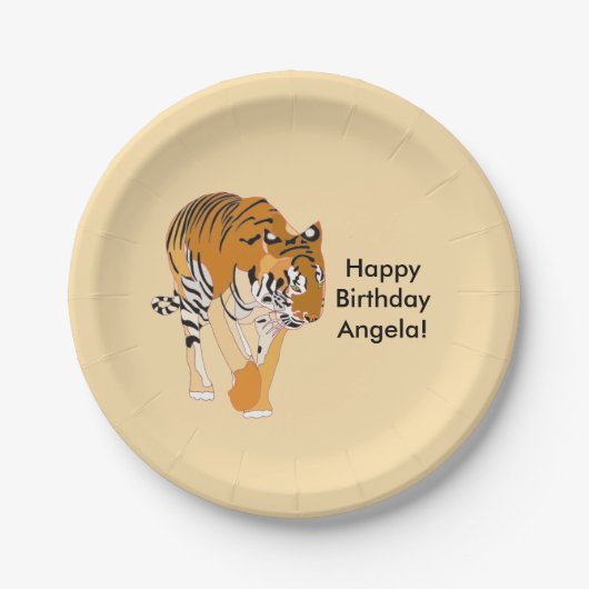 Op Tiger gepersonaliseerde Birthday-Borden lopen Papieren Bordje (Voorkant)