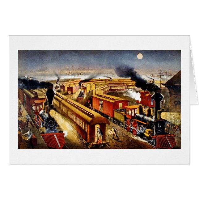 Op tijd -  locomotieven bij nacht (Voorkant Horizontaal)