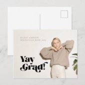 Op Trend Minimalist Neutral Photo Afstuderen Annou Aankondigingskaart (Voorkant / Achterkant)