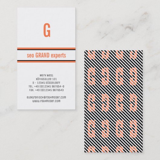 Op typografie gebaseerd modern koraal visitekaartje (Voorkant / Achterkant)