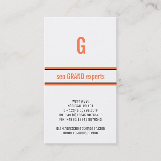 Op typografie gebaseerd modern koraal visitekaartje (Voorkant)