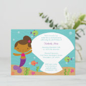 Op uitnodiging van de zee mermaid verjaardagsfeest (Staand voorkant)