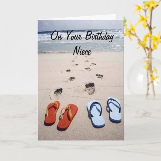 OP UW BIRTHDAAG **NIECE** BEACH STYLE KAART (Gele Bloem)