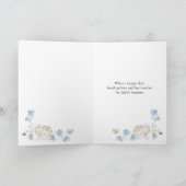 Op uw doopsel Blauw Bloemenkruis Kaart (Binnen)