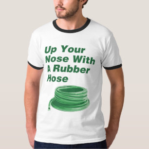 Op uw neus met een rubber slang shirt