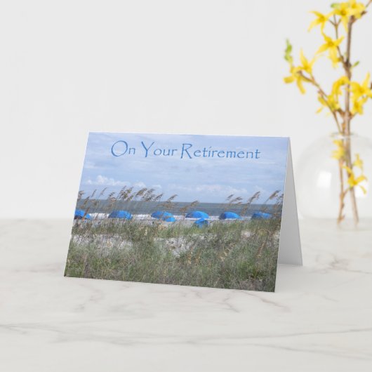 Op uw pensioen arts - strand en parasols kaart (Gele Bloem)