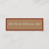 Op uw speciale dag/gelukkige dag mini visitekaartje (Achterkant)