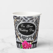 Op uw trouwdag Papier Zwart en Wit Papieren Bekers (Achterkant)