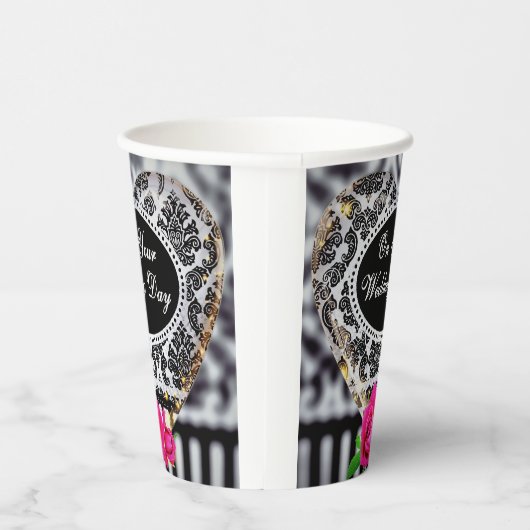 Op uw trouwdag Papier Zwart en Wit Papieren Bekers (Rechts)