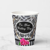 Op uw trouwdag Papier Zwart en Wit Papieren Bekers (Voorkant)