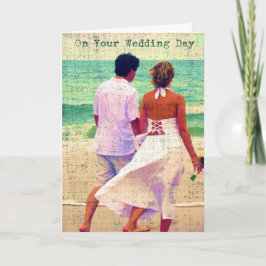 Op uw trouwdag, strand bruiloft gefeliciteerd kaart