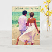Op uw trouwdag, strand bruiloft gefeliciteerd kaart (Gele Bloem)