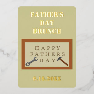 Op Vaderdag Brunch Houten Bord Maatwerk Folie Uitnodiging