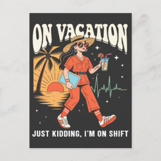 Op vakantie, grapje, ik ben op mijn werk Retro ver Briefkaart