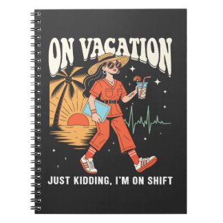 Op vakantie, grapje, ik ben op mijn werk Retro ver Notitieboek