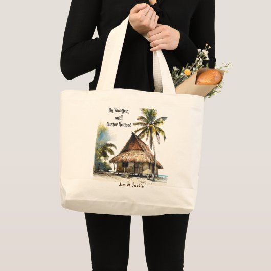 Op vakantie tot nader bericht strandtas grote tote bag (Voorkant (product))