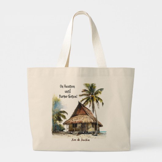 Op vakantie tot nader bericht strandtas grote tote bag (Achterkant)