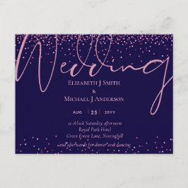 OP VERKOOP! Navy Blue Roos Gold Wedding Invitation Briefkaart