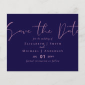 OP VERKOOP! Navy Blue Rosegold Save the Date Weddi (Voorkant)
