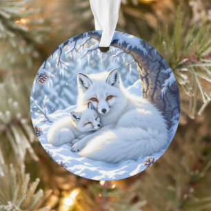 Op vossen gethematiseerde gepersonaliseerde Kerstm Ornament