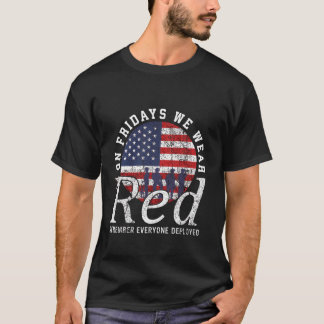 Op vrijdag dragen we rode vrijdag Amerikaanse vlag T-shirt