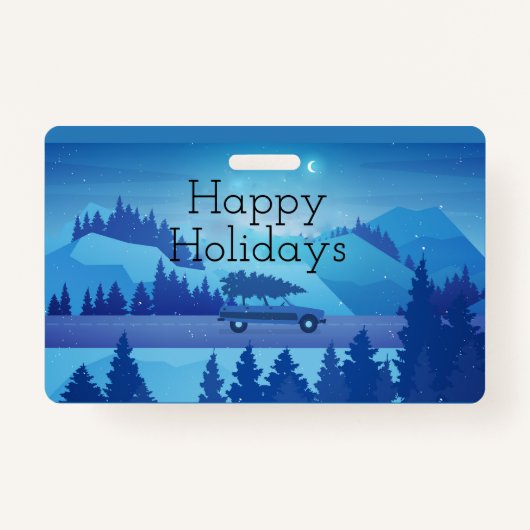 Op weg met een kerstboom badge (Voorkant)