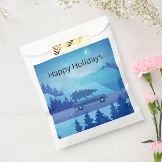 Op weg met een kerstboom bedankzakje (Gezegeld)