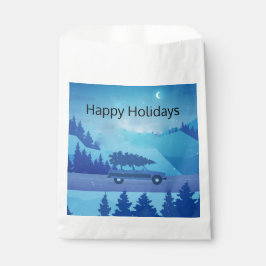 Op weg met een kerstboom bedankzakje