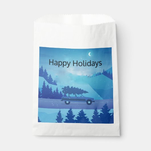 Op weg met een kerstboom bedankzakje (Voorkant)