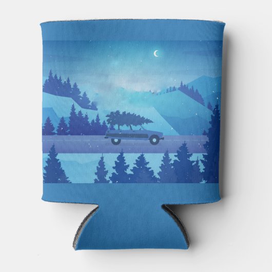 Op weg met een kerstboom blikjeskoeler (Voorkant)